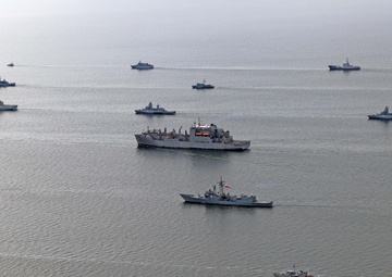 USS Mount Whitney and NATO Allies Steam in Formation