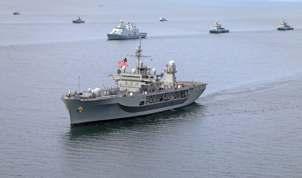 USS Mount Whitney and NATO Allies Steam in Formation