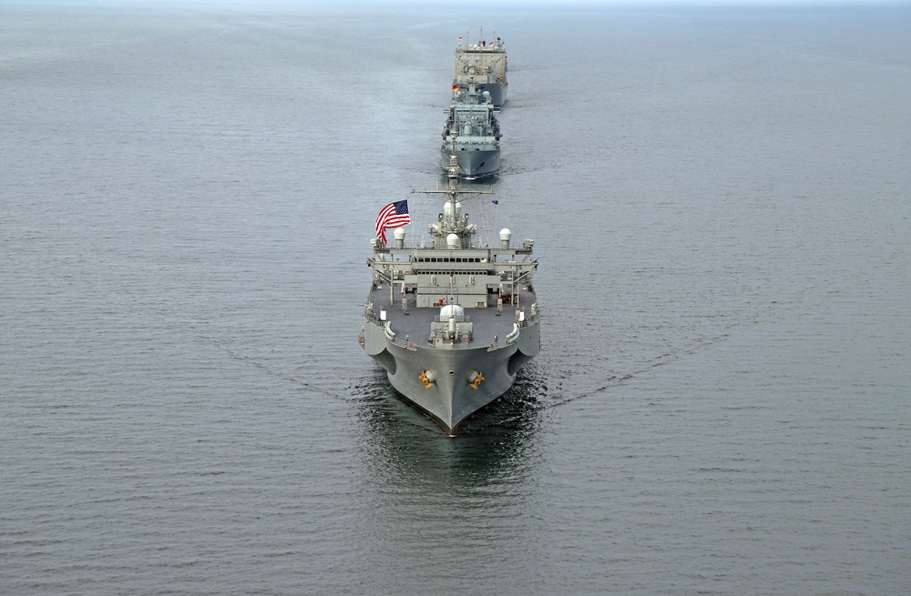 USS Mount Whitney and NATO Allies Steam in Formation