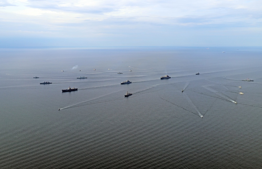 USS Mount Whitney and NATO Allies Steam in Formation