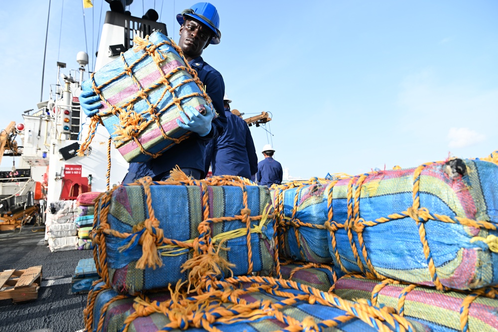 Coast Guard offloads more than $138 million in illicit drugs interdicted in Caribbean Sea