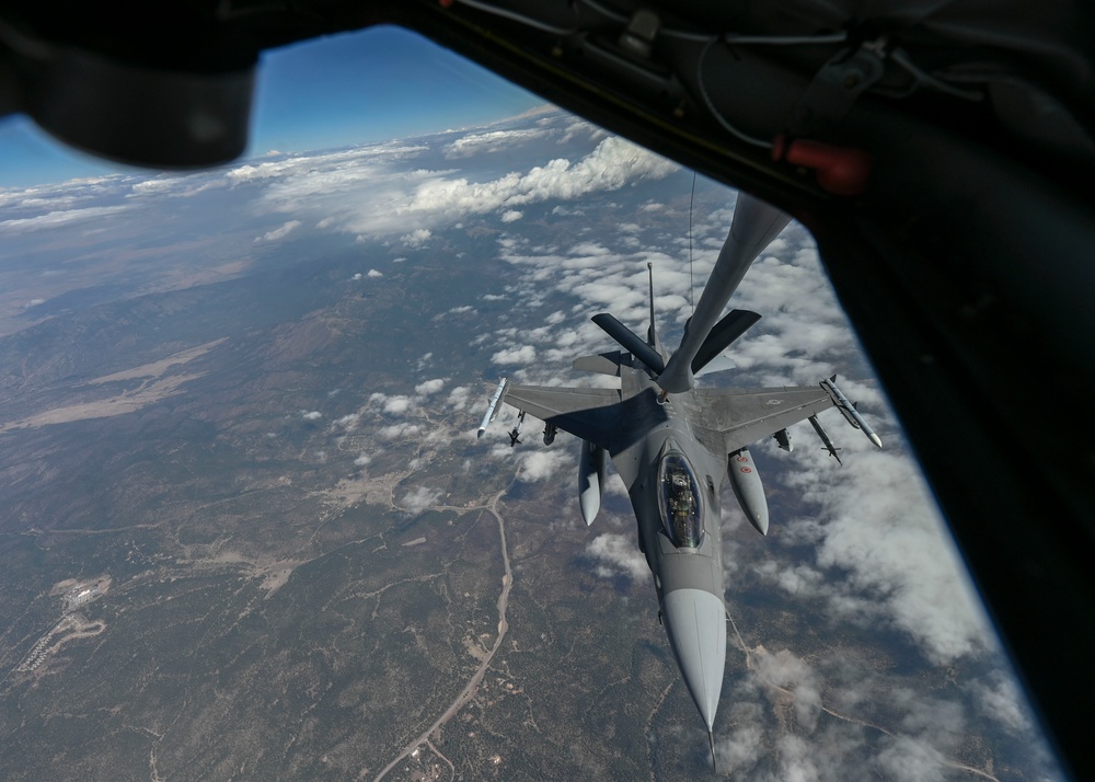 F-16, KC-46 aerial refueling