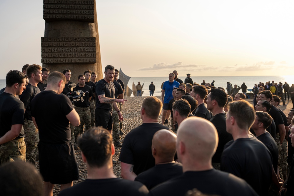 SD Participates in Troop PT on Omaha Beach, Meets with UK and French Counterparts, Delivers Remarks at D-Day Ceremonies