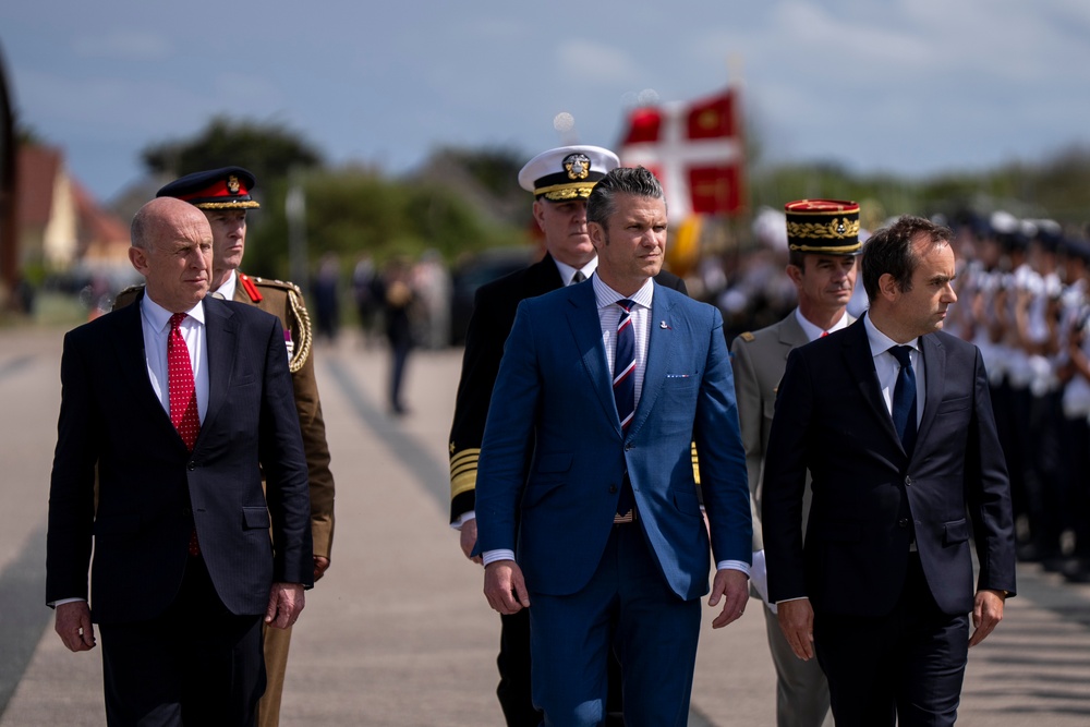 SD Participates in Troop PT on Omaha Beach, Meets with UK and French Counterparts, Delivers Remarks at D-Day Ceremonies