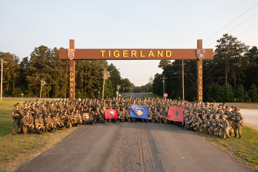 Kosovo Security Force Soldiers pose for company photo at JRTC