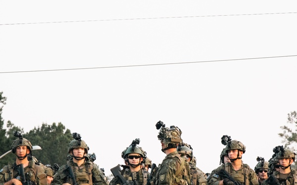 Kosovo Security Force Soldiers gather for group photo at JRTC