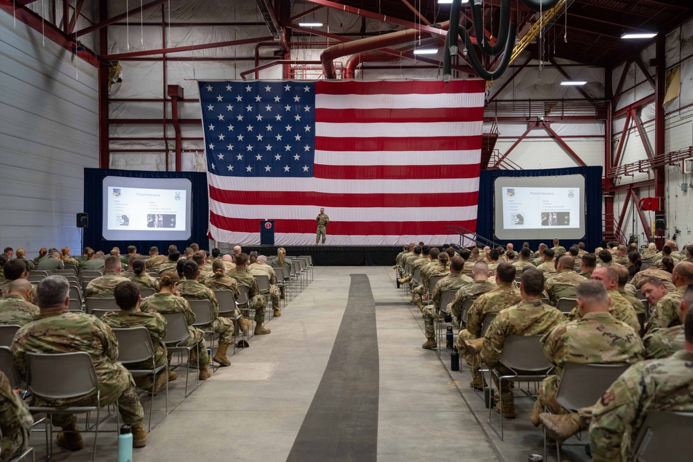 High Rollers attend Ready Airman Training (RAT) in the Fuel Cell Hangar at the Nevada Air National Guard Base on June 5, 2025.
