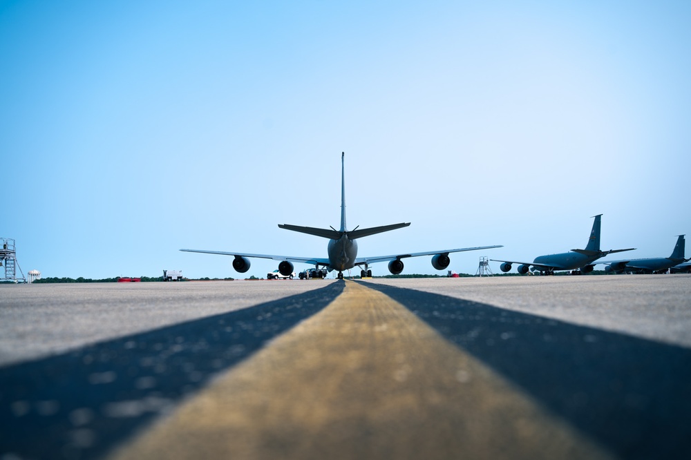KC-135R Stratotanker Refuels A-10 Thunderbolt II in formation