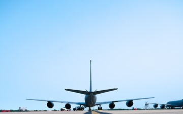 KC-135R Stratotanker Refuels A-10 Thunderbolt II in formation