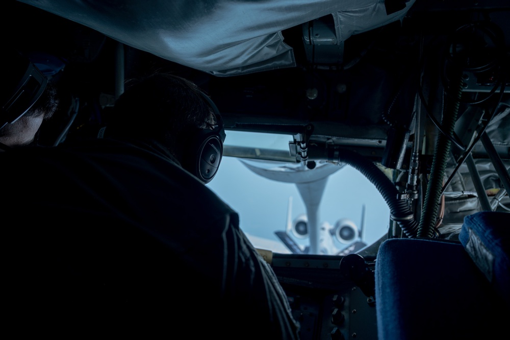 KC-135R Stratotanker Refuels A-10 Thunderbolt II in formation