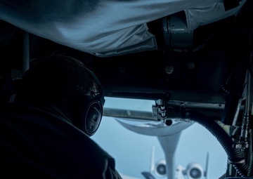 KC-135R Stratotanker Refuels A-10 Thunderbolt II in formation