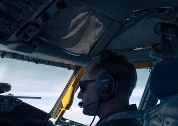 KC-135R Stratotanker Refuels A-10 Thunderbolt II in formation