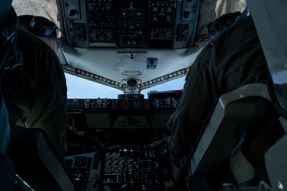 KC-135R Stratotanker Refuels A-10 Thunderbolt II in formation