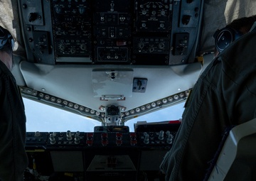 KC-135R Stratotanker Refuels A-10 Thunderbolt II in formation
