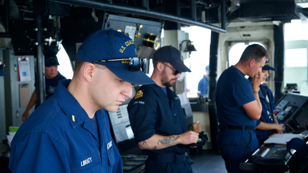The Legend-class USCGC Stratton operates alongside the Royal Navy in the East China Sea