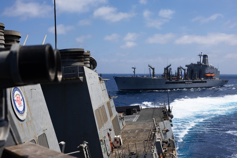 USS Oscar Austin (DDG 79) Conducts a Replenishment-At-Sea (RAS) with USNS Laramie (T-AO 203)