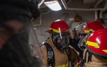USS America (LHA 6) Conducts Main Space Fire Drill
