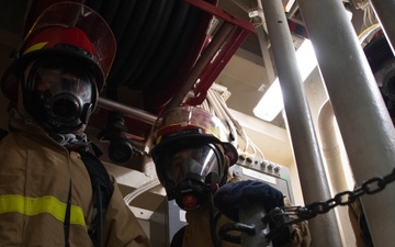 USS America (LHA 6) Conducts Main Space Fire Drill