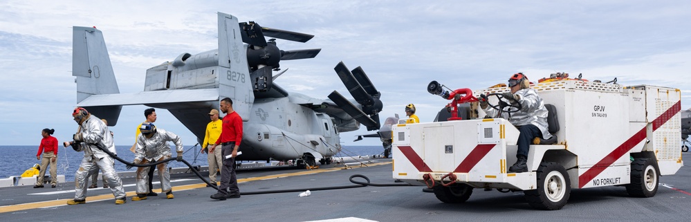 USS America (LHA 6) Conducts Aviation Firefighting Training