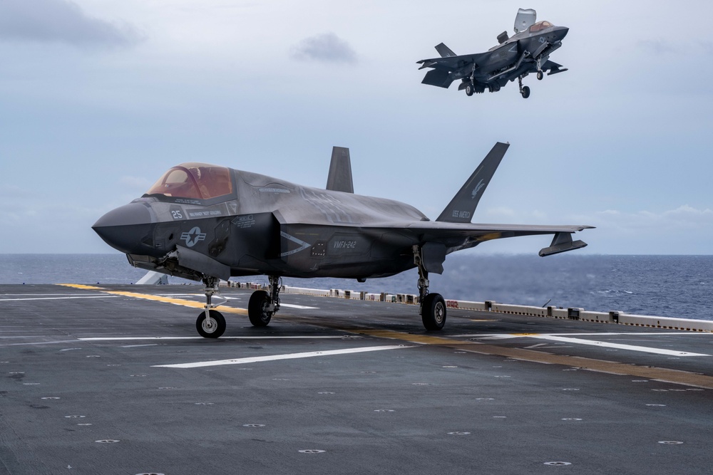 USS America (LHA 6) Conducts F-35 Flight Operations