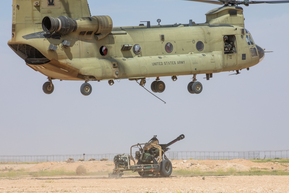 Coalition Forces Conduct Howitzer Sling-Load Operation