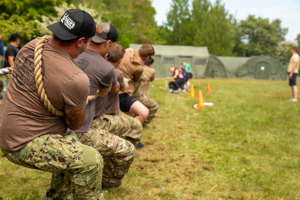 U.S. Navy and Latvian Sailors Compete in Tug-of-War