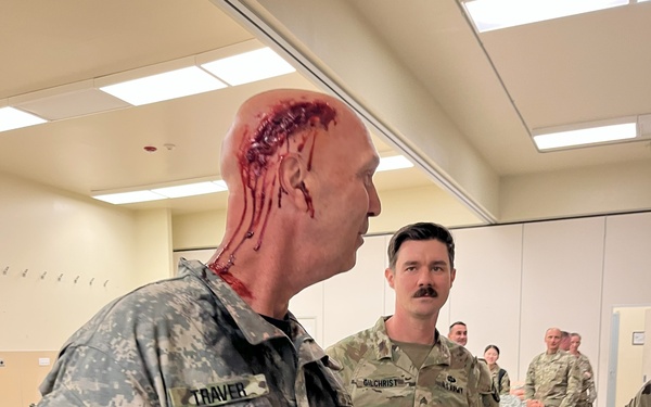 General receives head wound from pastry chef, medical training ensues