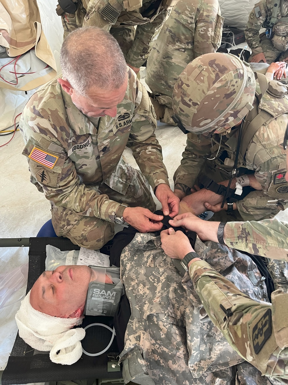 General receives head wound from pastry chef, medical training ensues