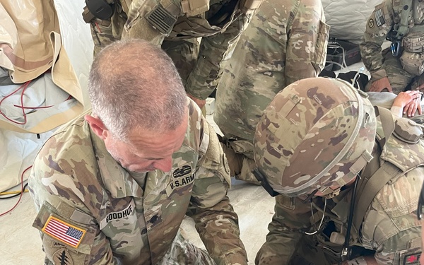 General receives head wound from pastry chef, medical training ensues