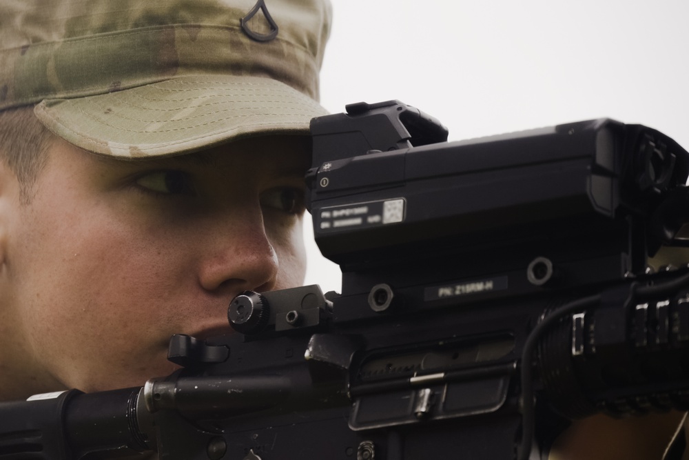 U.S. Soldiers train on the Smartshooter system during Project Flytrap