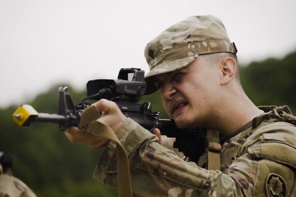 U.S. Soldiers train on the Smartshooter system during Project Flytrap