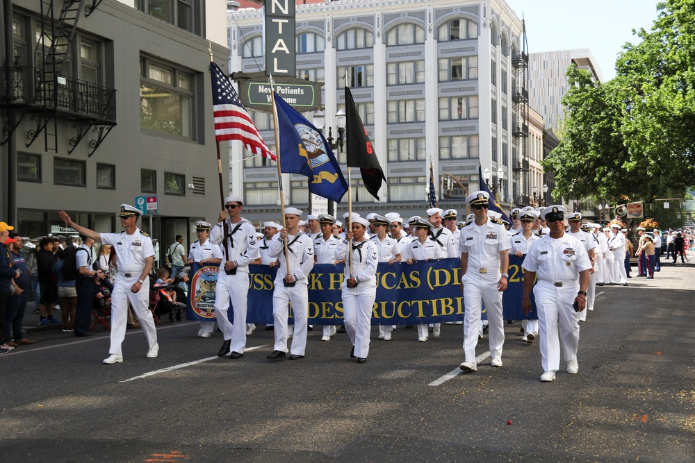 Sailors March in Portland Rose Festival Grand Floral Parade 2025