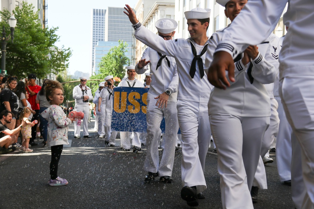 Sailors March in Portland Rose Festival Grand Floral Parade 2025