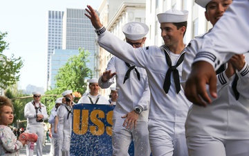 Sailors March in Portland Rose Festival Grand Floral Parade 2025