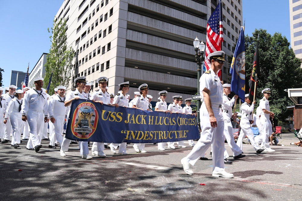 Sailors March in Portland Rose Festival Grand Floral Parade 2025