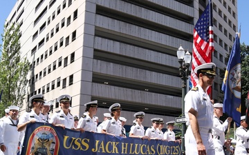 Sailors March in Portland Rose Festival Grand Floral Parade 2025