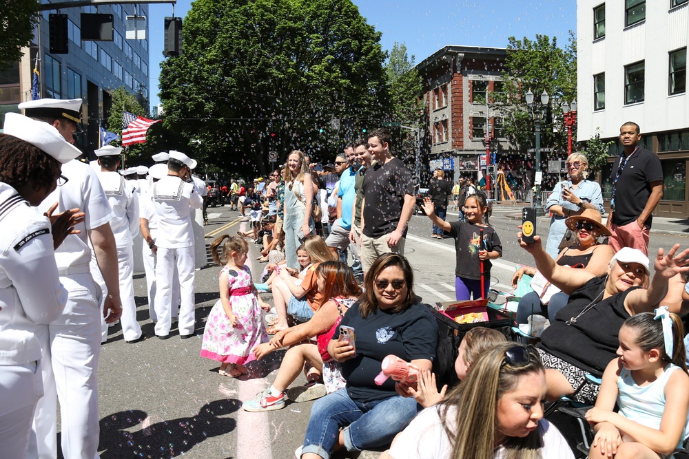 Sailors March in Portland Rose Festival Grand Floral Parade 2025