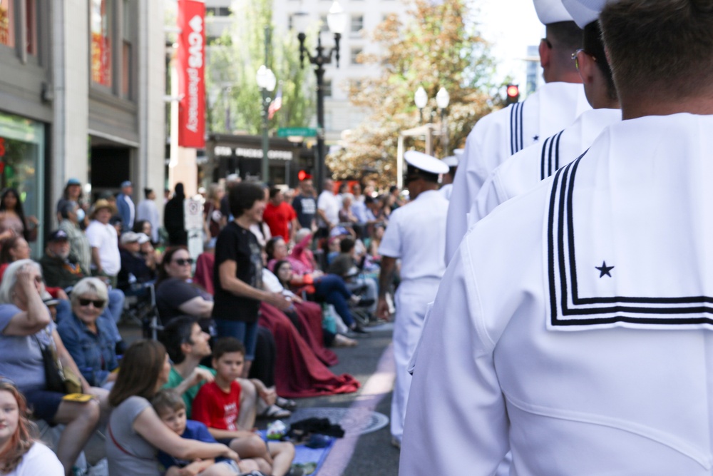 Sailors March in Portland Rose Festival Grand Floral Parade 2025