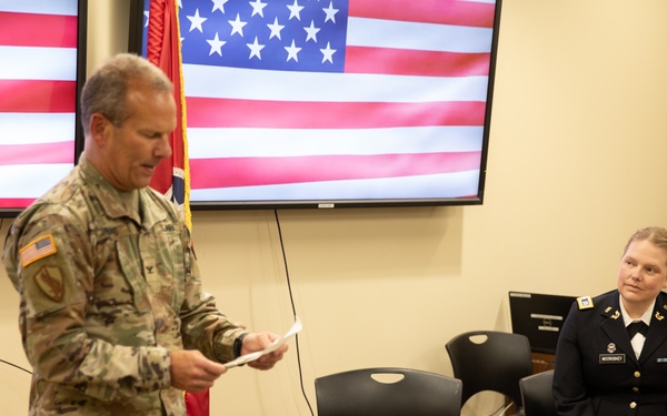 Capt. April McCroskey is promoted to the rank of major at Joint Force Headquarters
