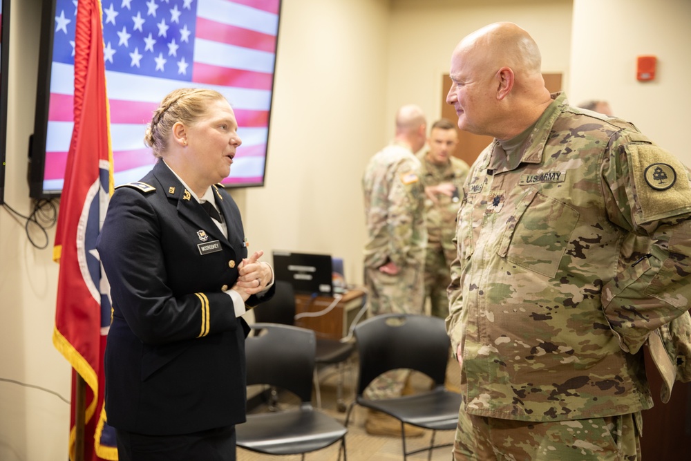Capt. April McCroskey is promoted to the rank of major at Joint Force Headquarters