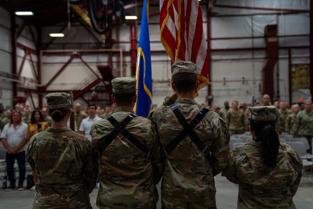 The 152nd Airlift Wing Color Guard presents the colors during the 152nd Airlift Wing Command Chief Change of Responsibility