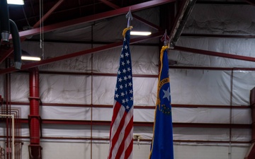 The 152nd Airlift Wing Color Guard presents the colors during the 152nd Airlift Wing Command Chief Change of Responsibility