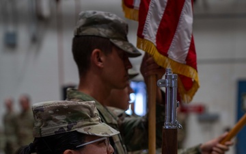 The 152nd Airlift Wing Color Guard presents the colors during the 152nd Airlift Wing Command Chief Change of Responsibility