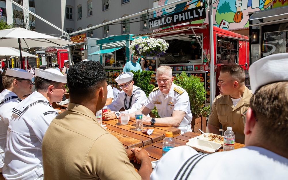 Sailors &amp; Marines enjoy Portland food trucks at Midtown Beer Garden
