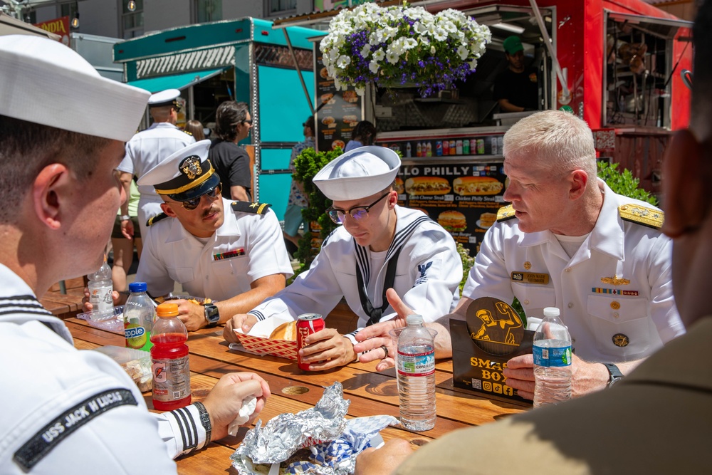 Sailors &amp; Marines enjoy Portland food trucks at Midtown Beer Garden