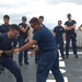 Members of the Legend-class USCGC Stratton take part in law enforcement training in the East China Sea