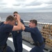 Members of the Legend-class USCGC Stratton take part in law enforcement training in the East China Sea