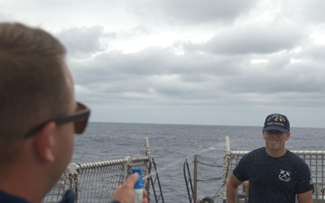 Members of the Legend-class USCGC Stratton take part in law enforcement training in the East China Sea