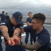 Members of the Legend-class USCGC Stratton take part in law enforcement training in the East China Sea