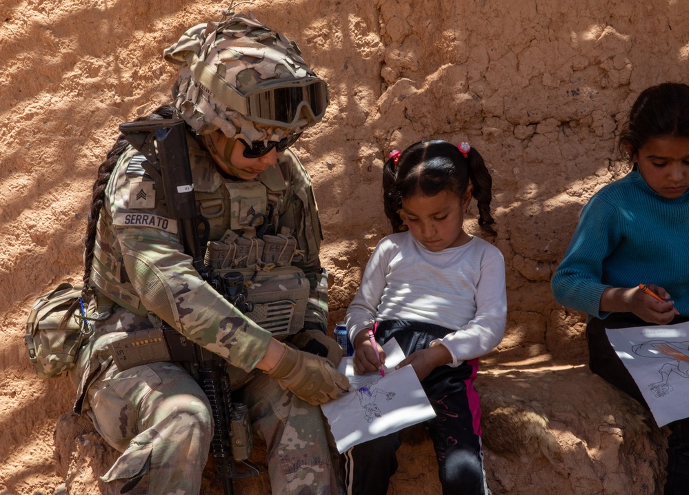 Syrian Partners alongside U.S. Army conducting patrol together